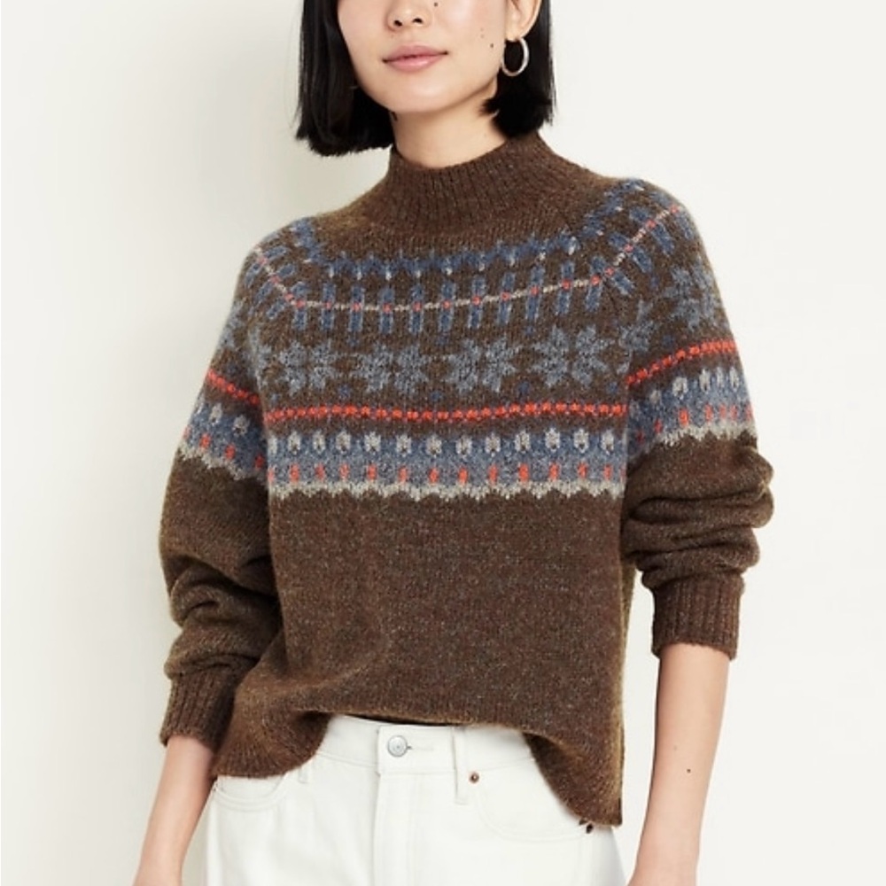 Old Navy Brown Fair Isle Sweater Size Xs